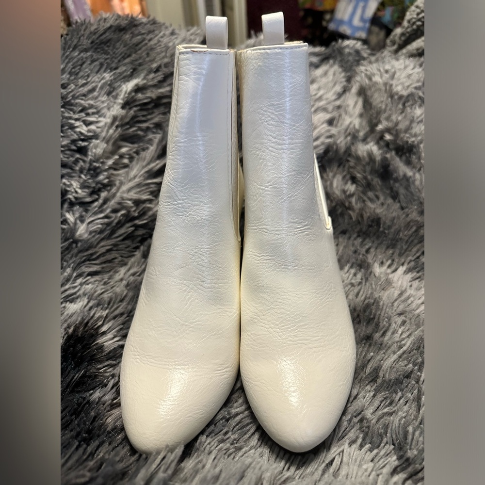 Never Worn BAIT patent white boots